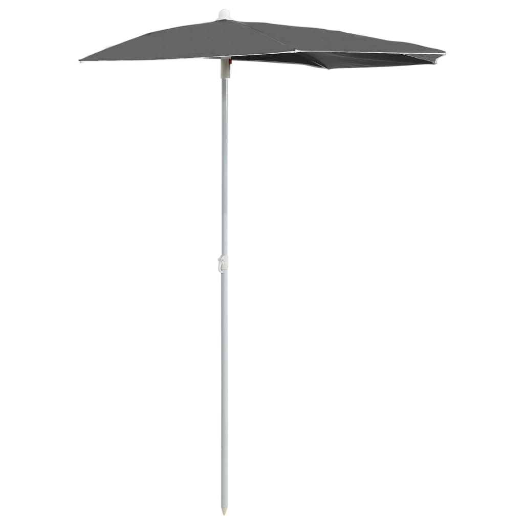 Vidaxl parasol half met paal 180x90 cm antracietkleurig