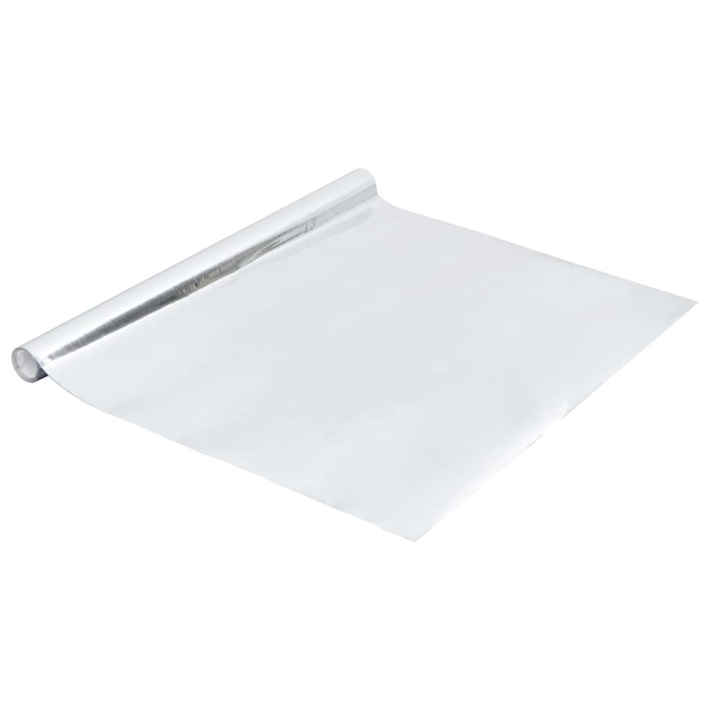 VidaXL Selbstklebende Möbelfolie 500x90 cm PVC Hochglanz Silber