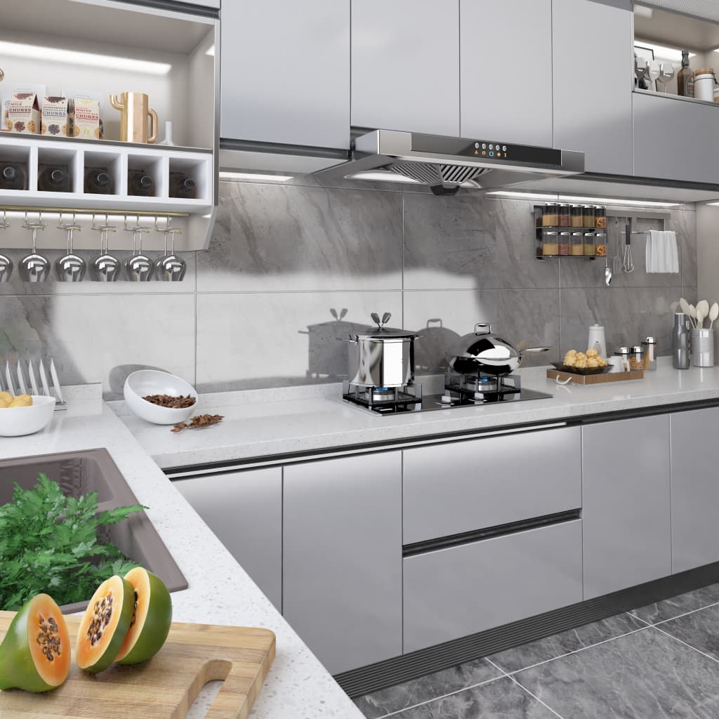VidaXL Selbstklebende Möbelfolie 500x90 cm PVC Hochglanz Silber