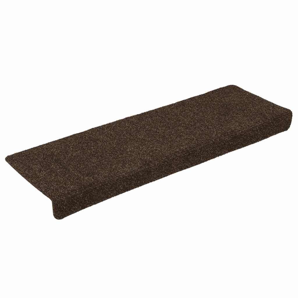 VidaXL Treppenmatten, 15 Stück, 65 x 21 x 4 cm, Nadelfilz, Braun