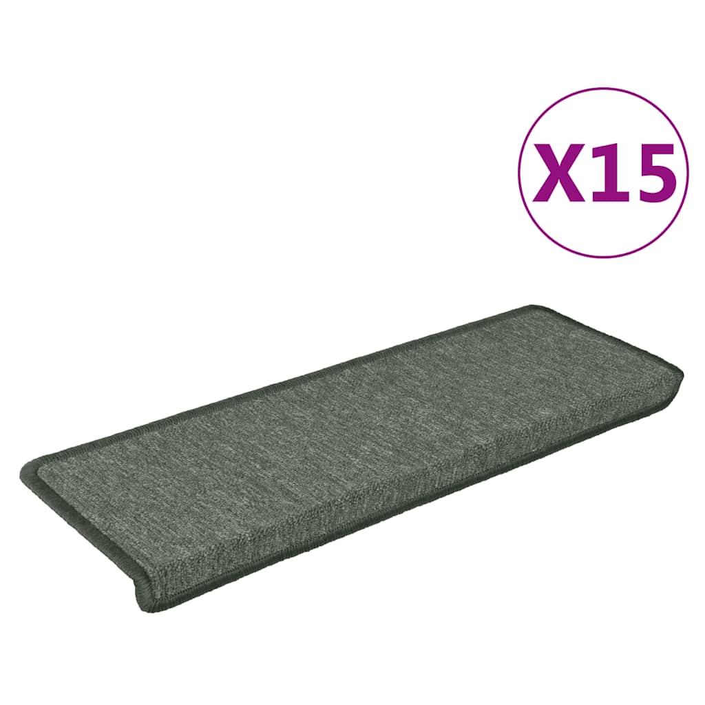VidaXL Treppenmatten, 15 Stück, 65 x 21 x 4 cm, grün