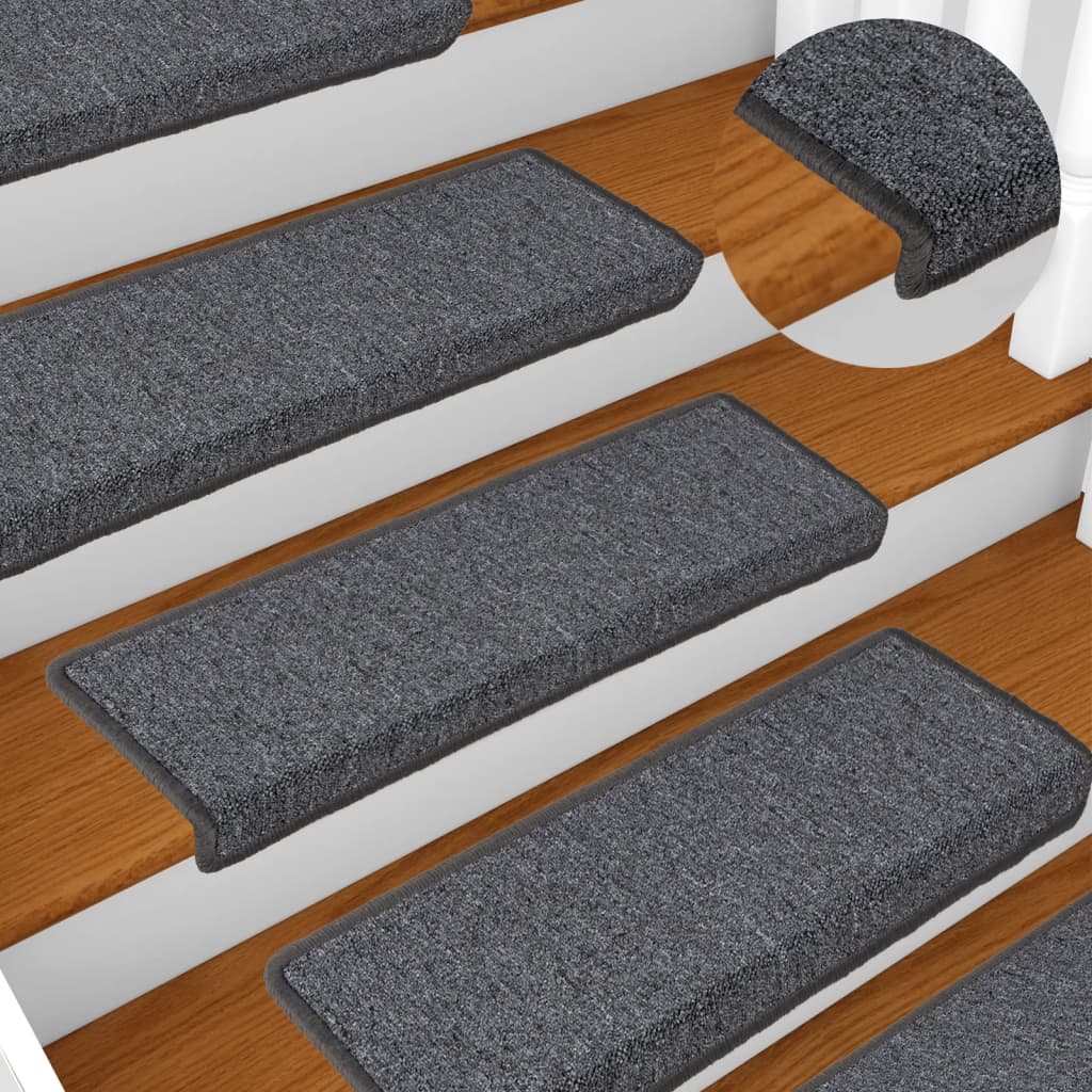 Vidaxl trapmatten 15 st 65x21x4 cm donkergrijs rechthoekige rand