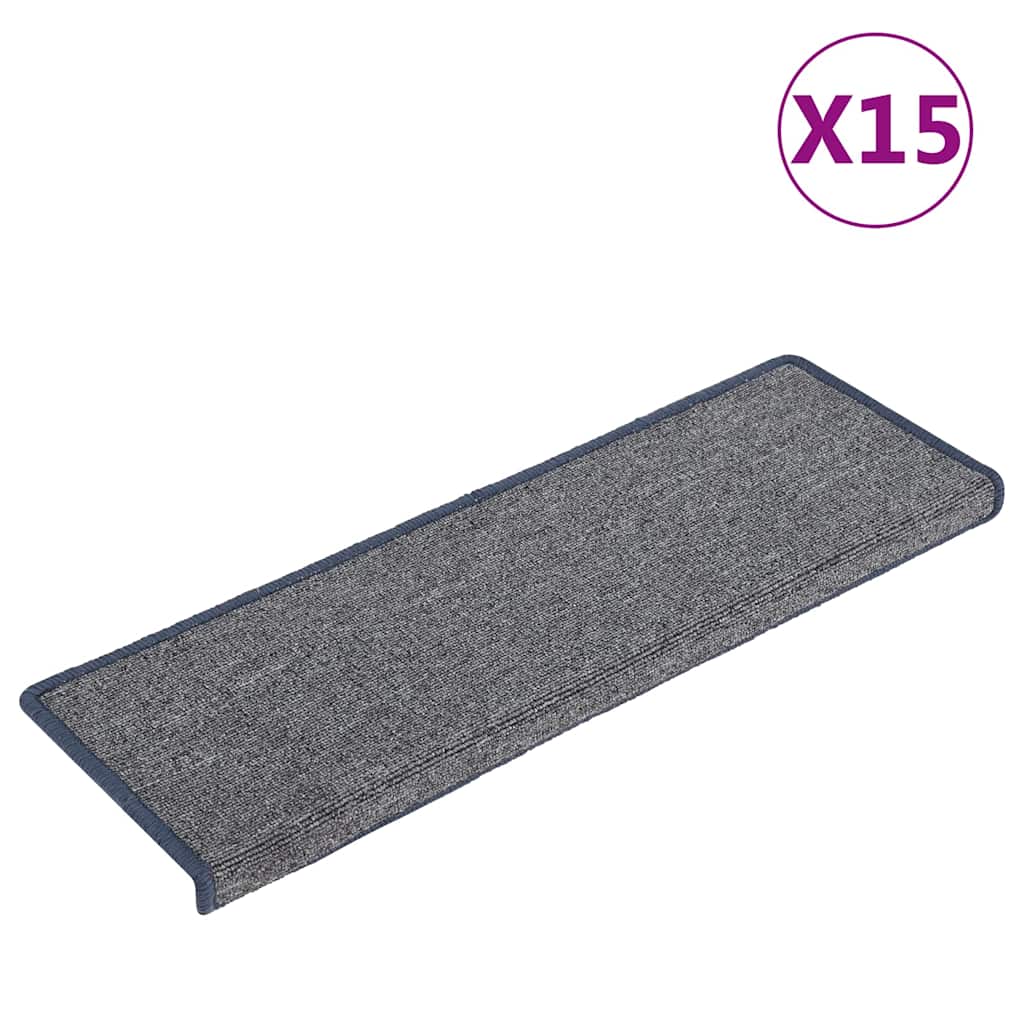 Vidaxl trapmatten 15 st 65x21x4 cm lichtgrijs en blauw met rechthoekige rand