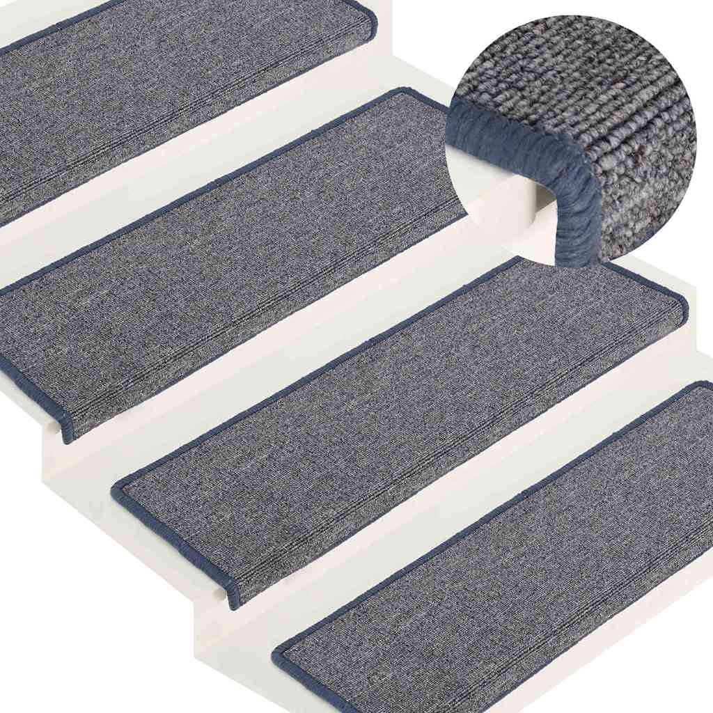 Vidaxl trapmatten 15 st 65x21x4 cm lichtgrijs en blauw met rechthoekige rand