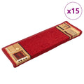 VidaXL Selbstklebende Treppenmatten, 15 Stück, 65 x 21 x 4 cm, Rot