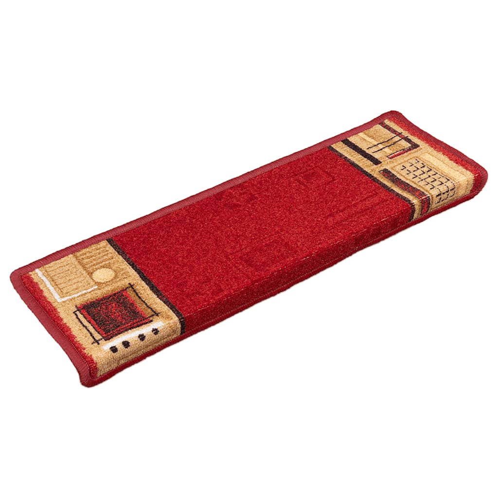 VidaXL Selbstklebende Treppenmatten, 15 Stück, 65 x 21 x 4 cm, Rot