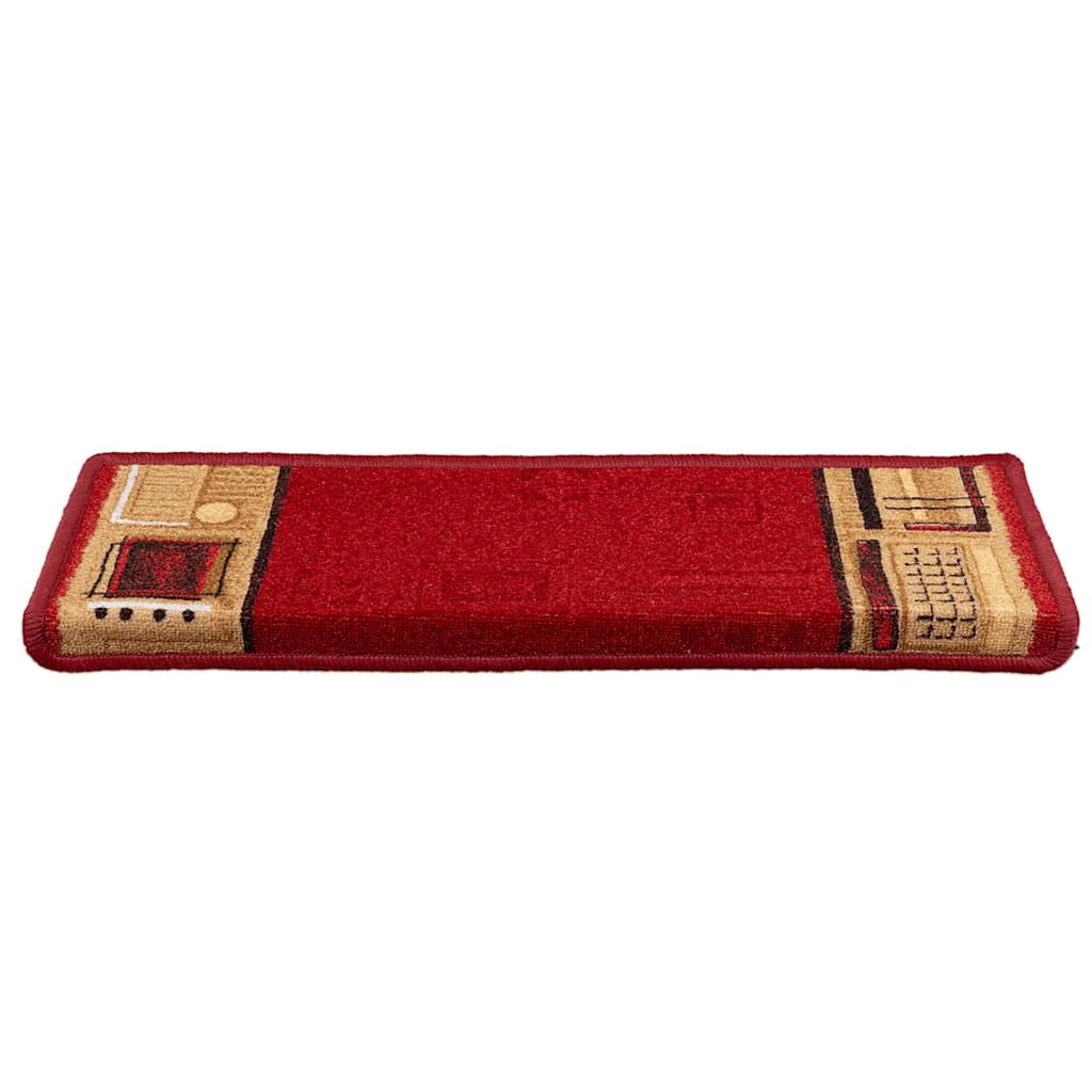 VidaXL Selbstklebende Treppenmatten, 15 Stück, 65 x 21 x 4 cm, Rot