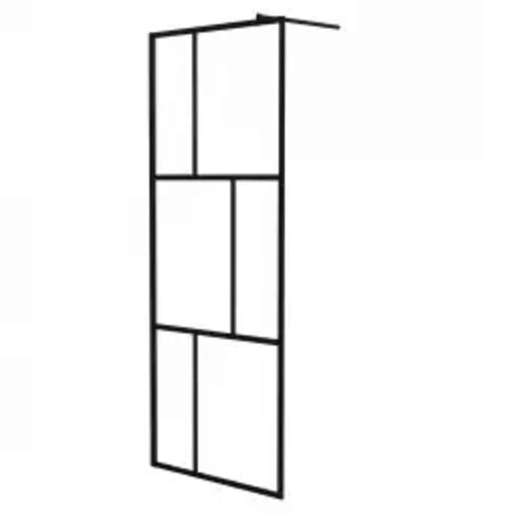 VidaXL Walk-in Duschwand 80x195 cm gehärtetes schwarzes Glas