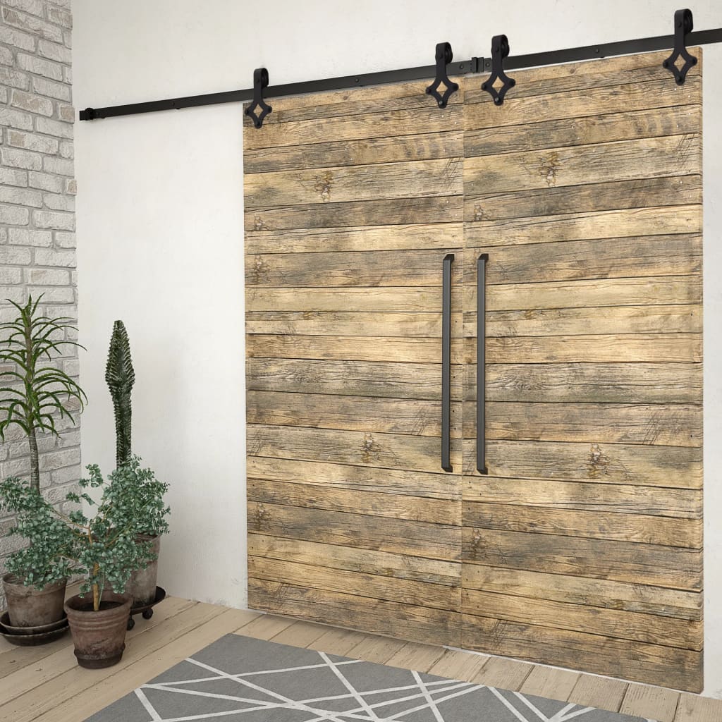 Vidaxl hardwaresets voor schuifdeuren 2 st 200 cm staal zwart