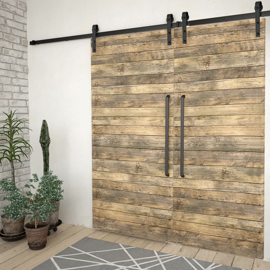 Vidaxl hardwaresets voor schuifdeuren 2 st 183 cm staal zwart