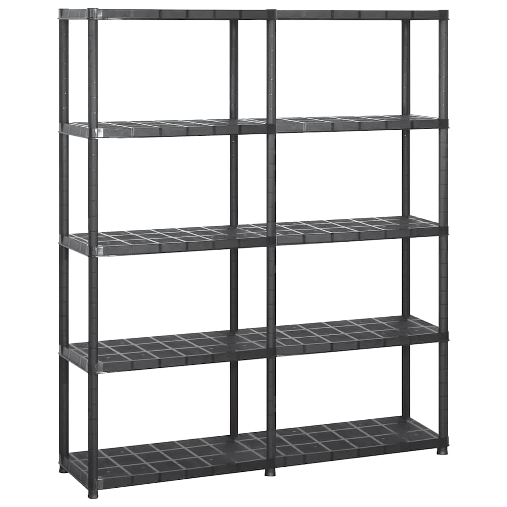 Vidaxl opbergrek 5-laags 142x38x170 cm kunststof zwart