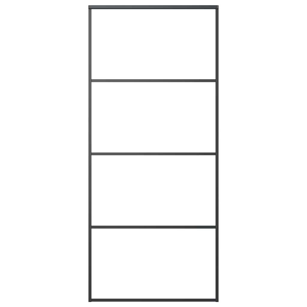 Vidaxl schuifdeur 90x205 cm aluminium en esg-glas zwart