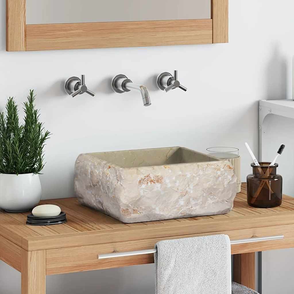VidaXL Waschbecken 30x30x13 cm Marmorcreme - lackiert