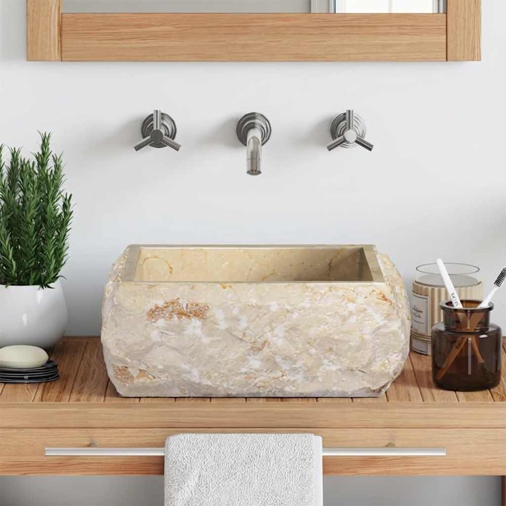 VidaXL Waschbecken 30x30x13 cm Marmorcreme - lackiert