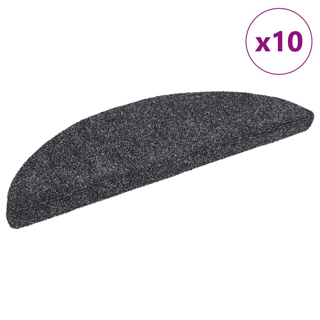 VidaXL Selbstklebende Treppenmatten, 10 Stück, 56 x 17 x 3 cm, Nadelfilz, Dunkelgrau