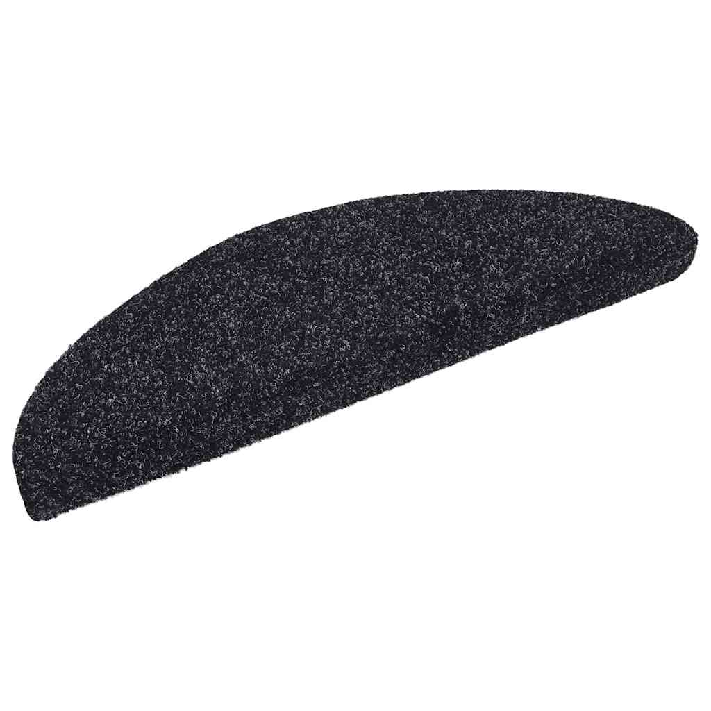 VidaXL Selbstklebende Treppenmatten, 10 Stück, 56 x 17 x 3 cm, Nadelfilz, Schwarz