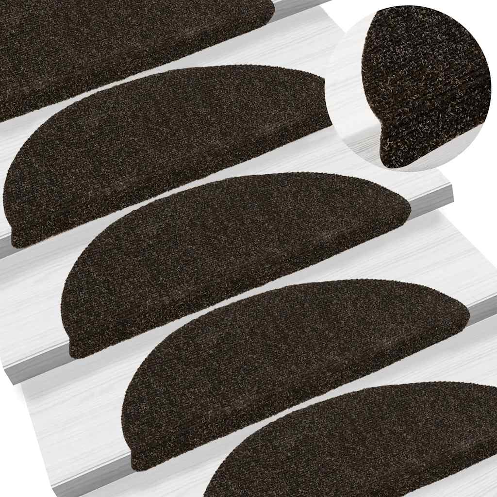 VidaXL Selbstklebende Treppenmatten, 5 Stück, 56 x 17 x 3 cm, Nadelfilz, Dunkelbraun