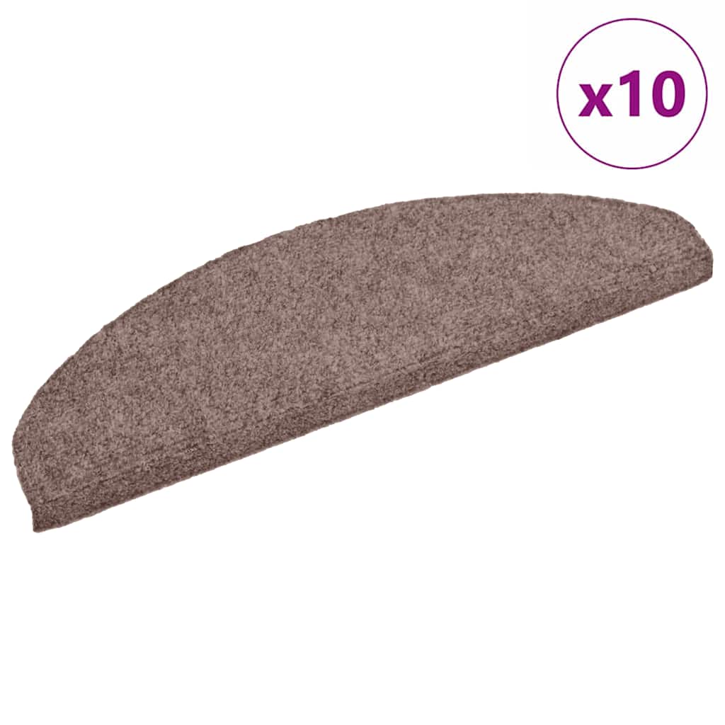 VidaXL Selbstklebende Treppenmatten, 10 Stück, 65 x 21 x 4 cm, Nadelfilz, cremefarben