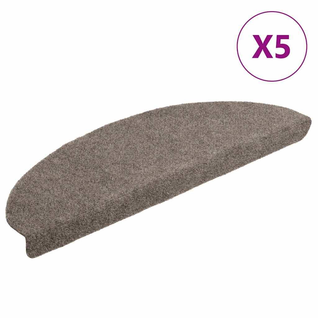 VidaXL Selbstklebende Treppenmatten, 5 Stück, 65 x 21 x 4 cm, Nadelfilz, cremefarben