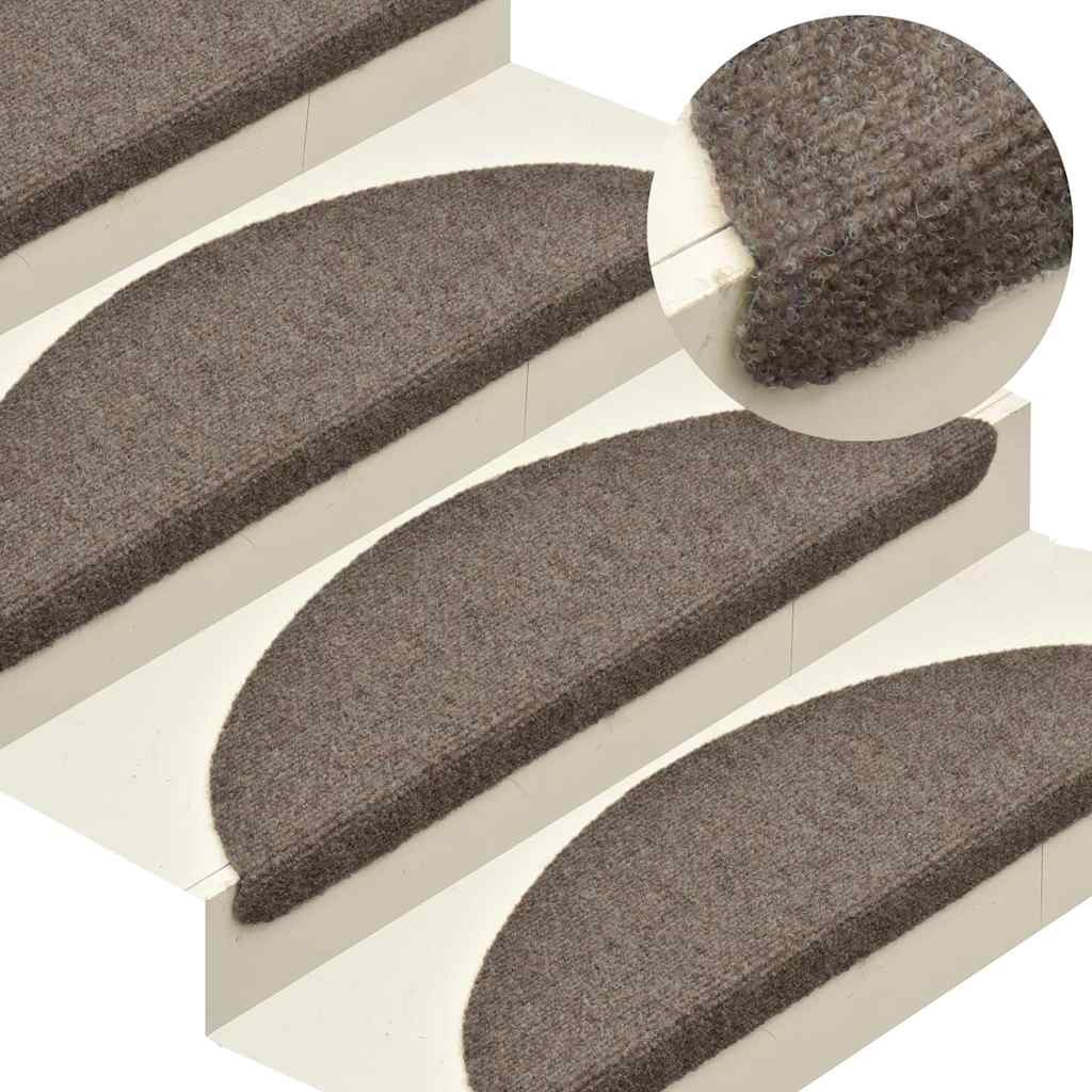 VidaXL Selbstklebende Treppenmatten, 5 Stück, 65 x 21 x 4 cm, Nadelfilz, cremefarben