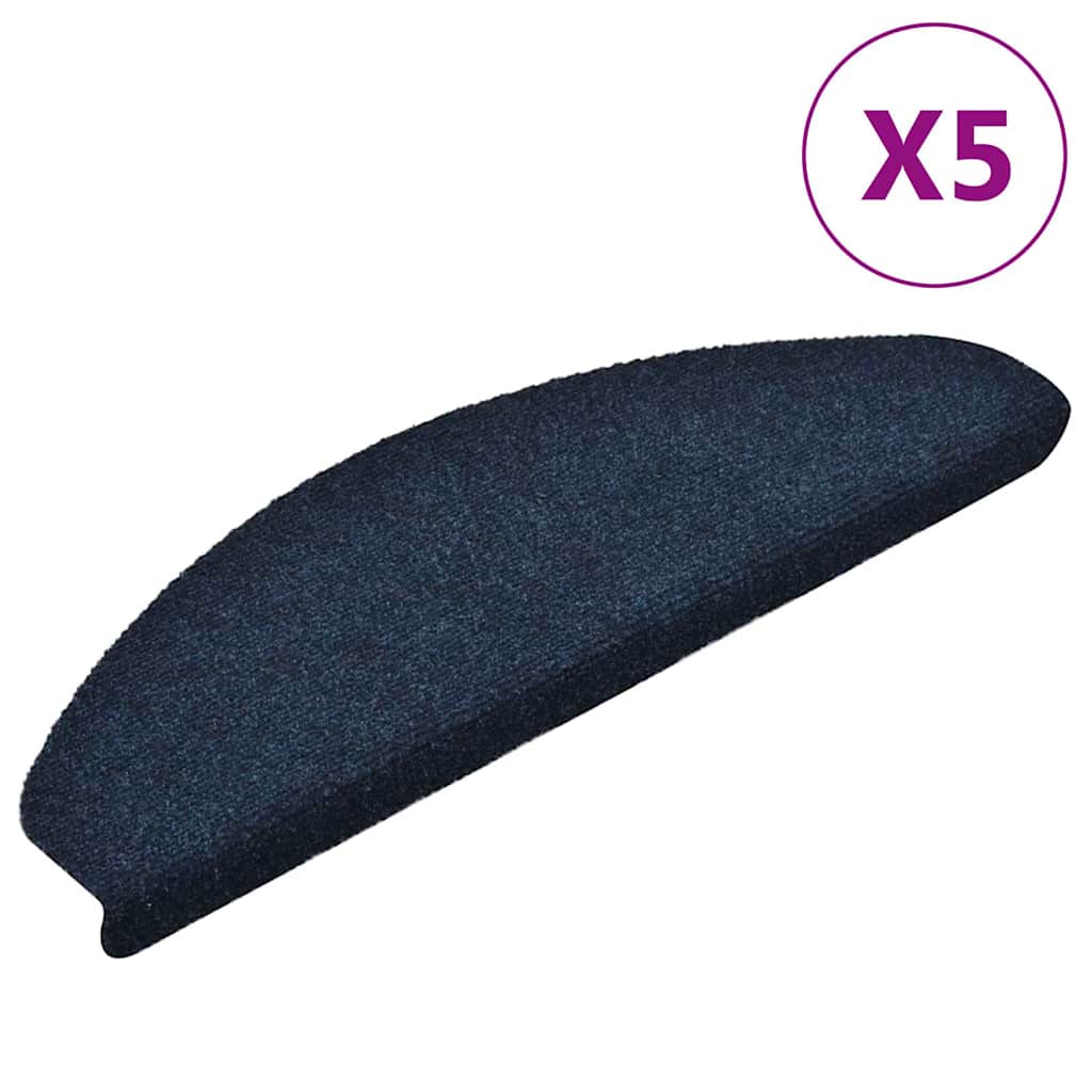 Vidaxl trapmatten zelfklevend 5 stuks 65x21x4 cm marineblauw halfrond groot