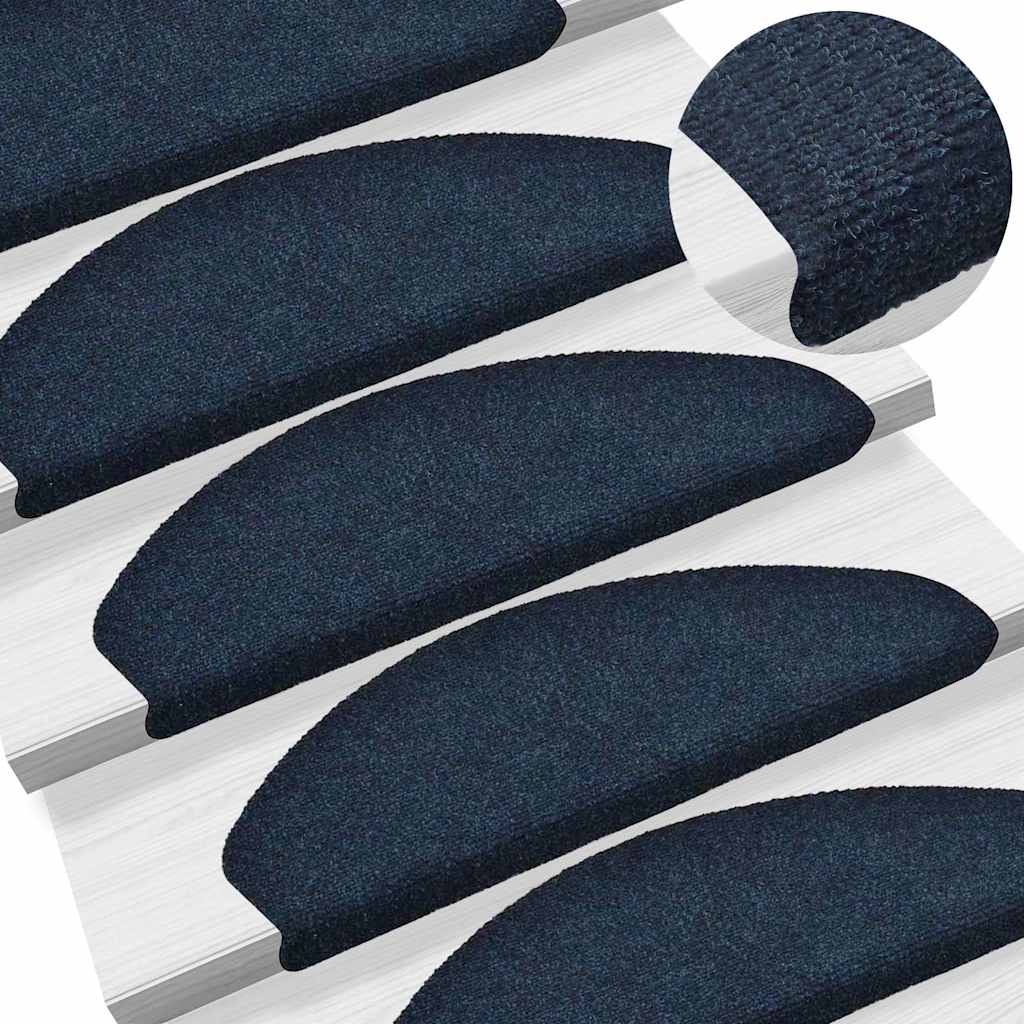 Vidaxl trapmatten zelfklevend 5 stuks 65x21x4 cm marineblauw halfrond groot