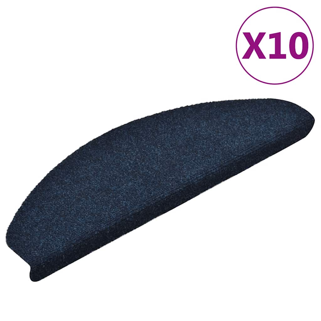 Vidaxl trapmatten zelfklevend 10 stuks 65x21x4 cm marineblauw halfrond groot