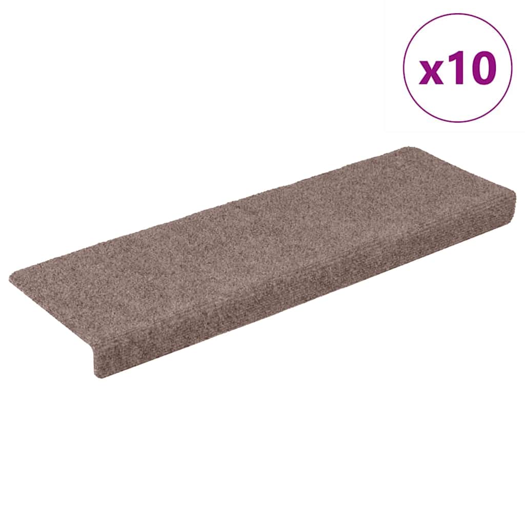 VidaXL Treppenmatten, 10 Stück, 65 x 21 x 4 cm, Nadelfilz, cremefarben