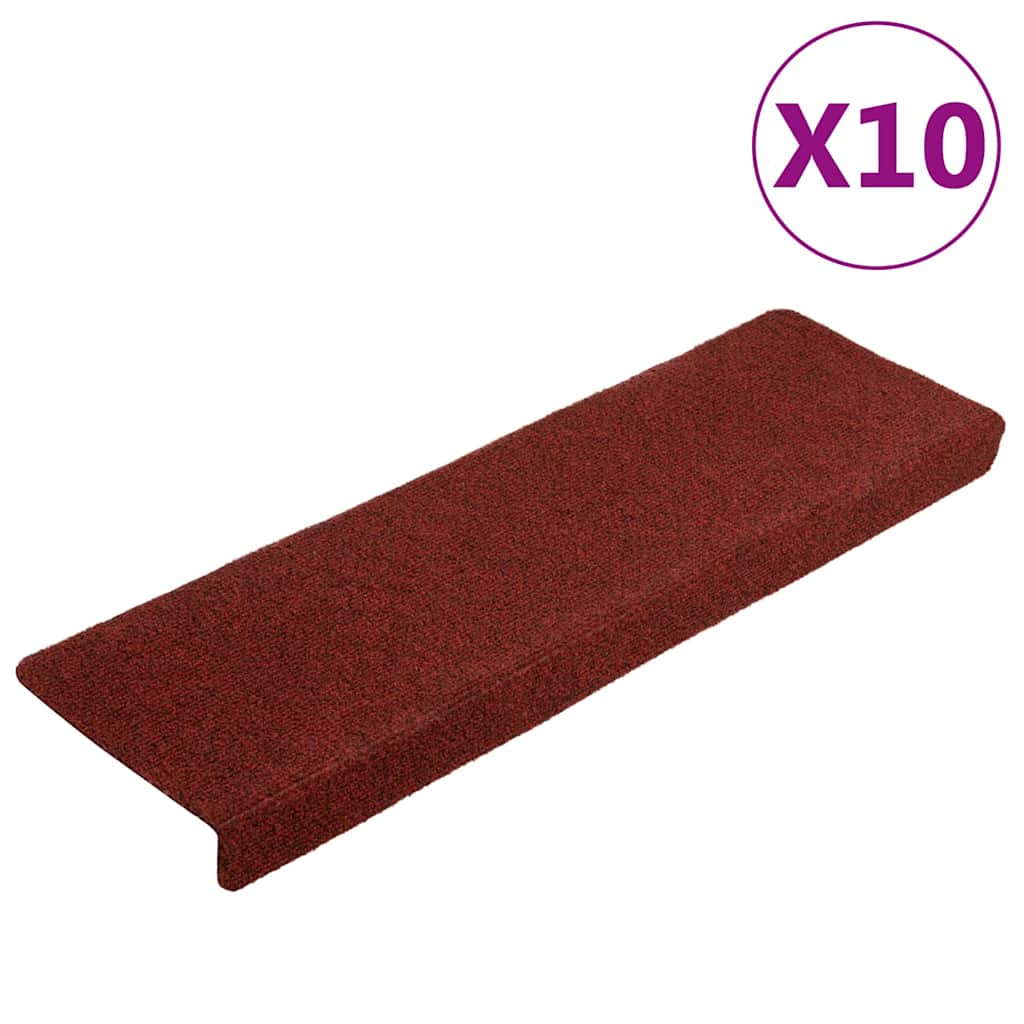 Vidaxl trapmatten zelfklevend 10 st 65x21x4 cm bordeaux rood