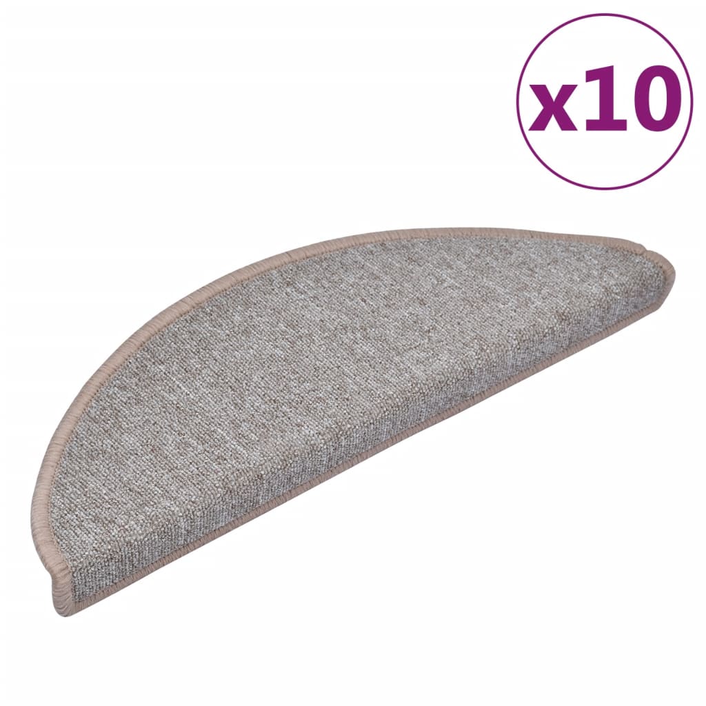 VidaXL Treppenmatten, 10 Stück, 65 x 24 x 4 cm, hellbraun