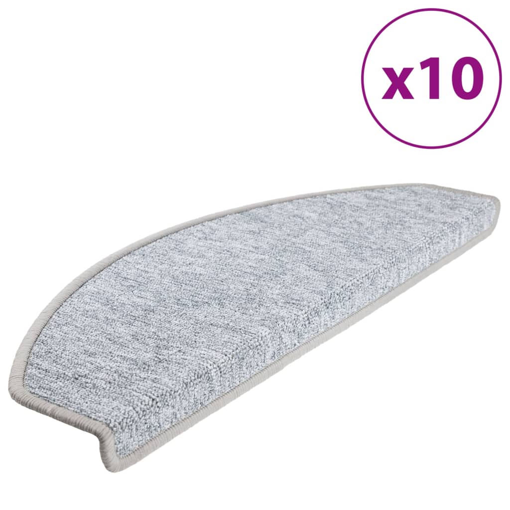 VidaXL Treppenmatten, 10 Stück, 65 x 24 x 4 cm, Hellgrau