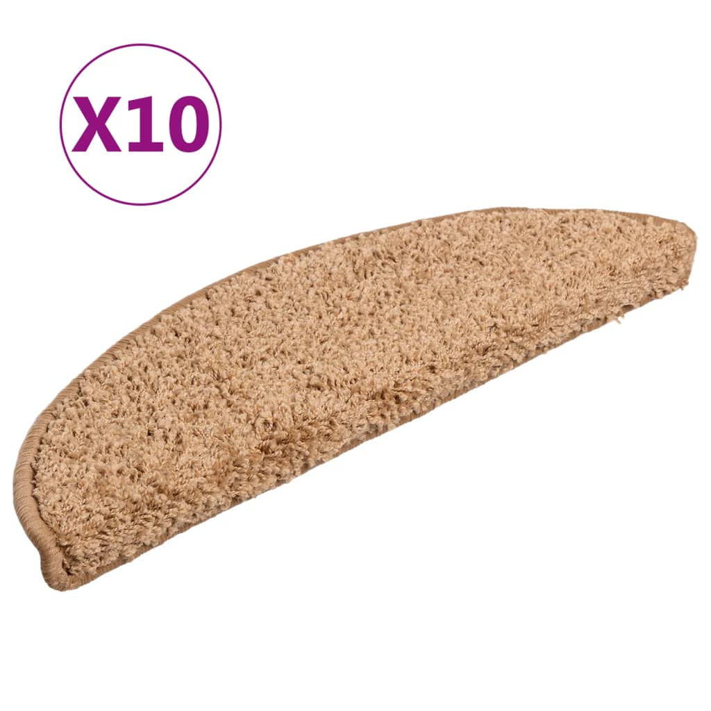 VidaXL Treppenmatten, 10 Stück, 56 x 17 x 3 cm, beige