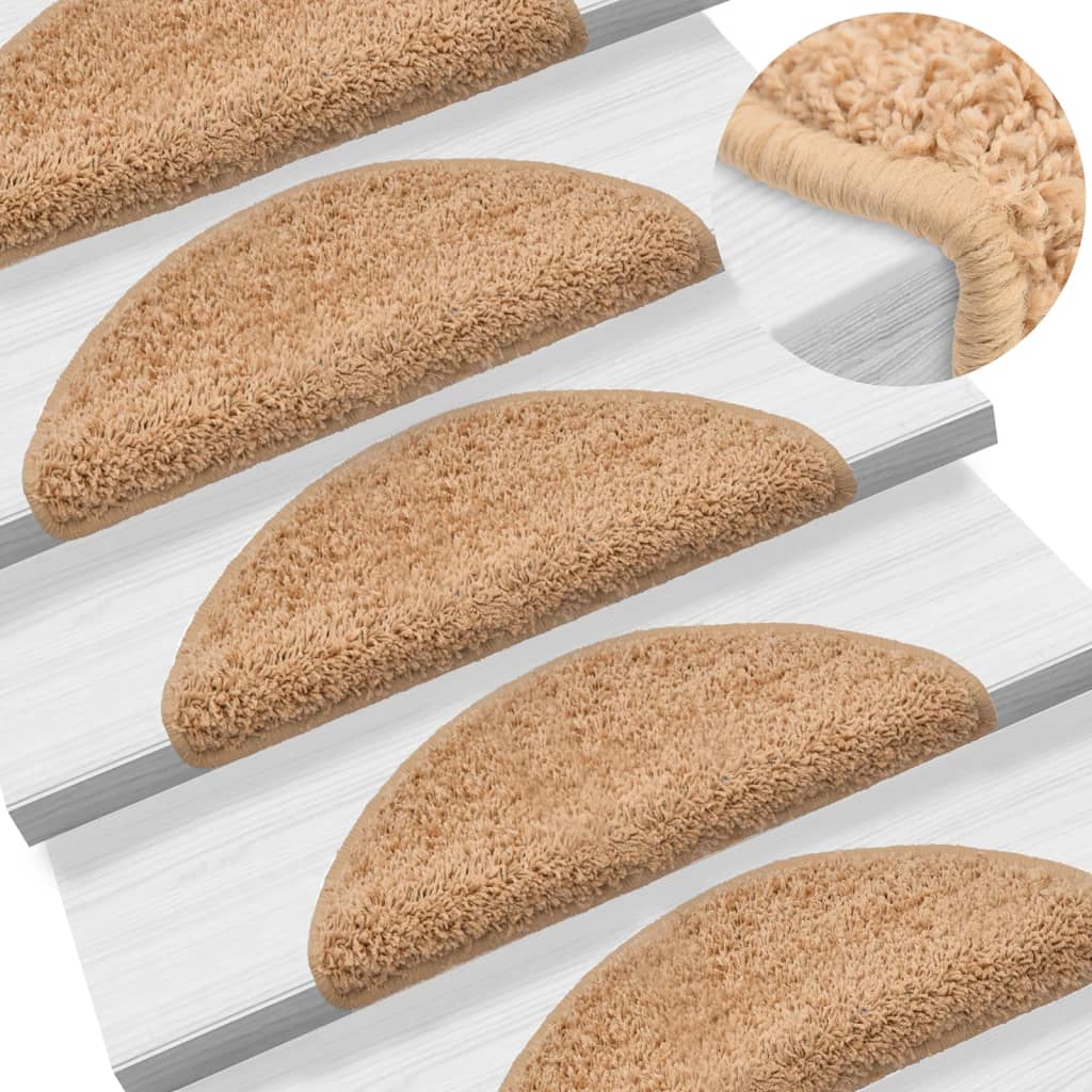 VidaXL Treppenmatten, 10 Stück, 56 x 17 x 3 cm, beige