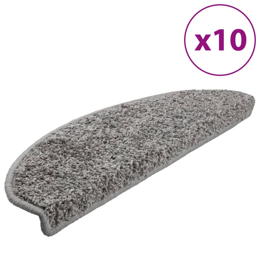 VidaXL Treppenmatten, 10 Stück, 65 x 21 x 4 cm, Grau