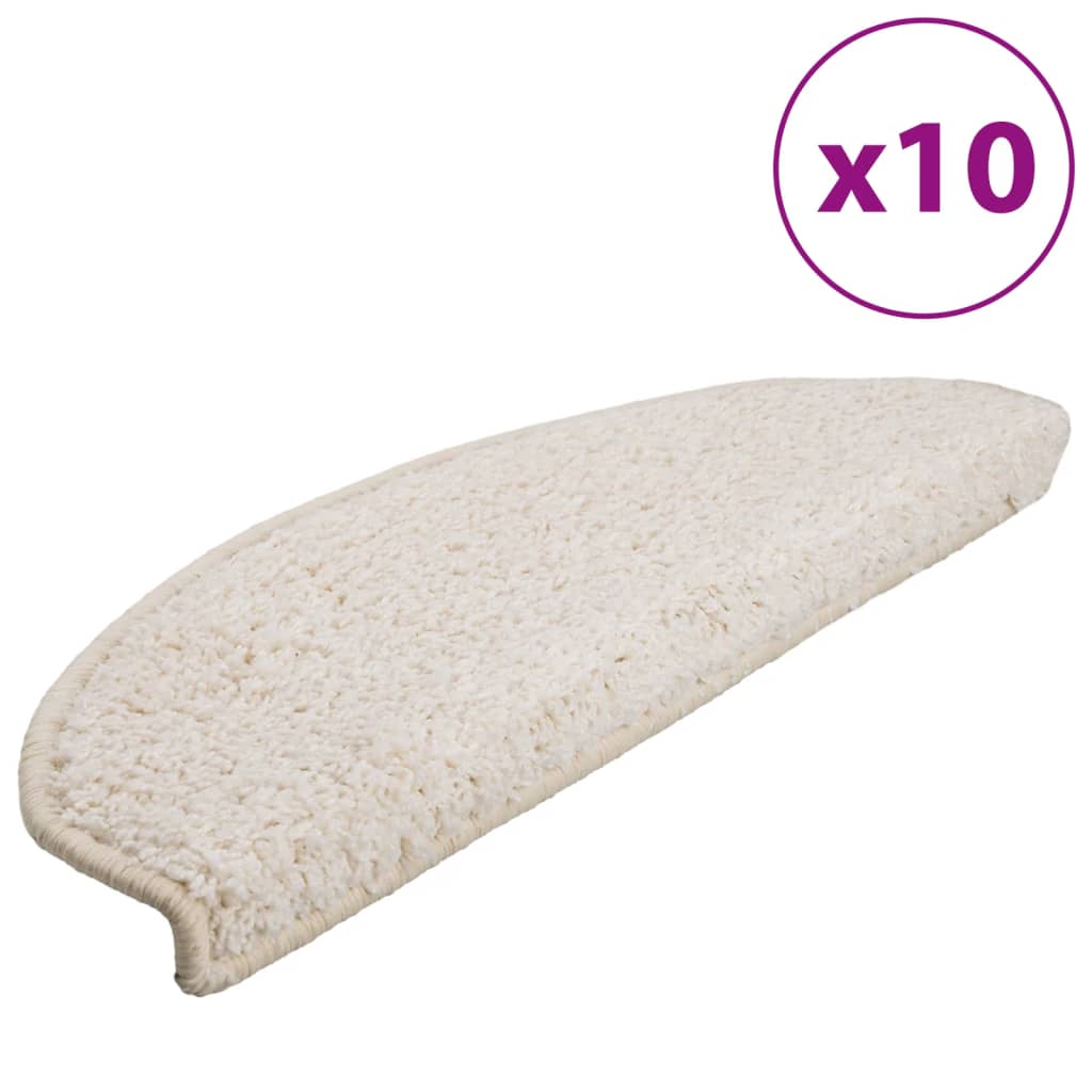 VidaXL Treppenmatten, 10 Stück, 65 x 21 x 4 cm, weiß