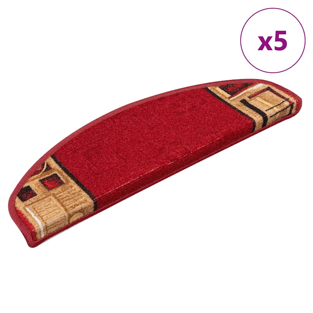 VidaXL Selbstklebende Treppenmatten, 5 Stück, 65 x 21 x 4 cm, Rot