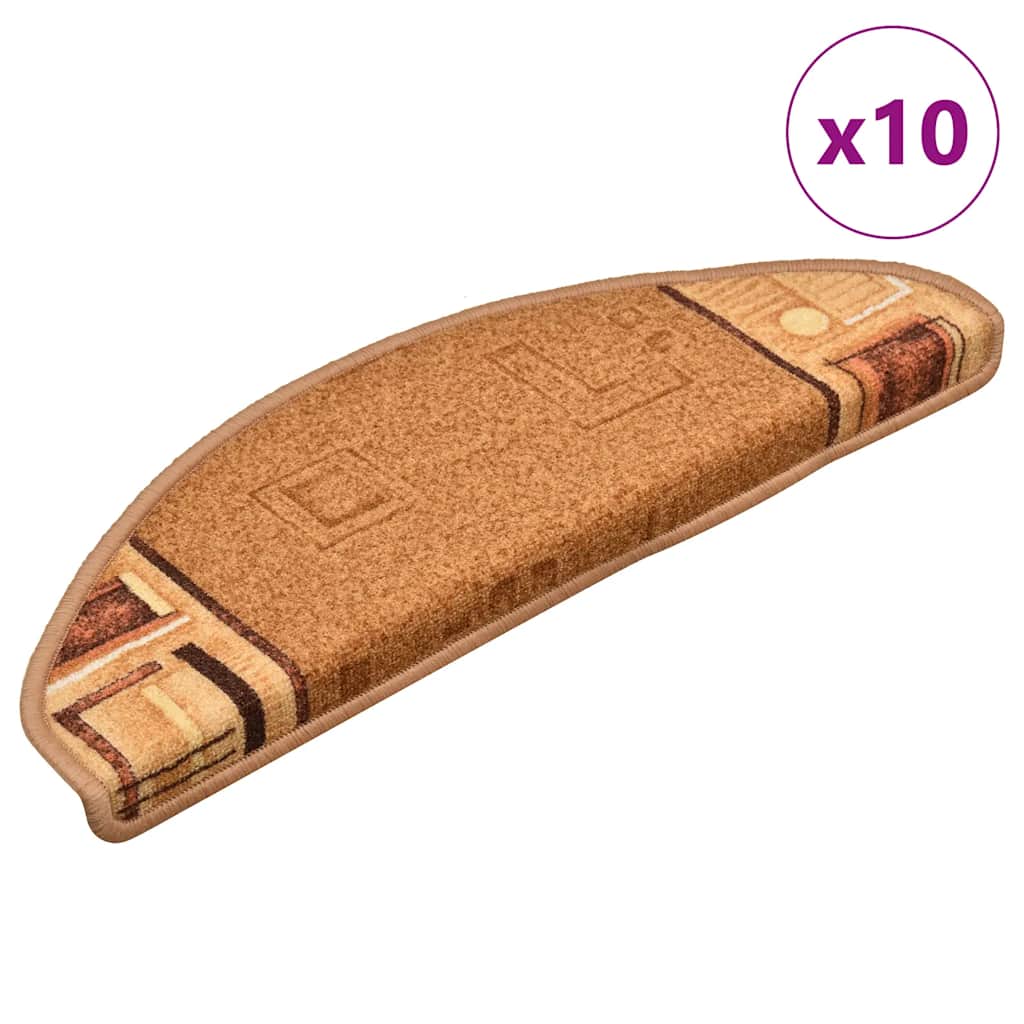 VidaXL Selbstklebende Treppenmatten, 10 Stück, 65 x 21 x 4 cm, Beige