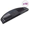VidaXL Selbstklebende Treppenmatten, 10 Stück, 65 x 21 x 4 cm, Schwarz und Grau