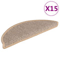 VidaXL Selbstklebende Treppenmatten, 15 Stück, Sisaloptik, 56 x 17 x 3 cm, Hellbeige