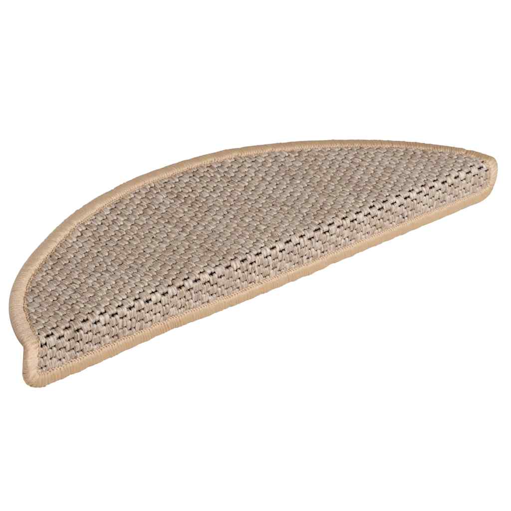 VidaXL Selbstklebende Treppenmatten, 15 Stück, Sisaloptik, 56 x 17 x 3 cm, Hellbeige