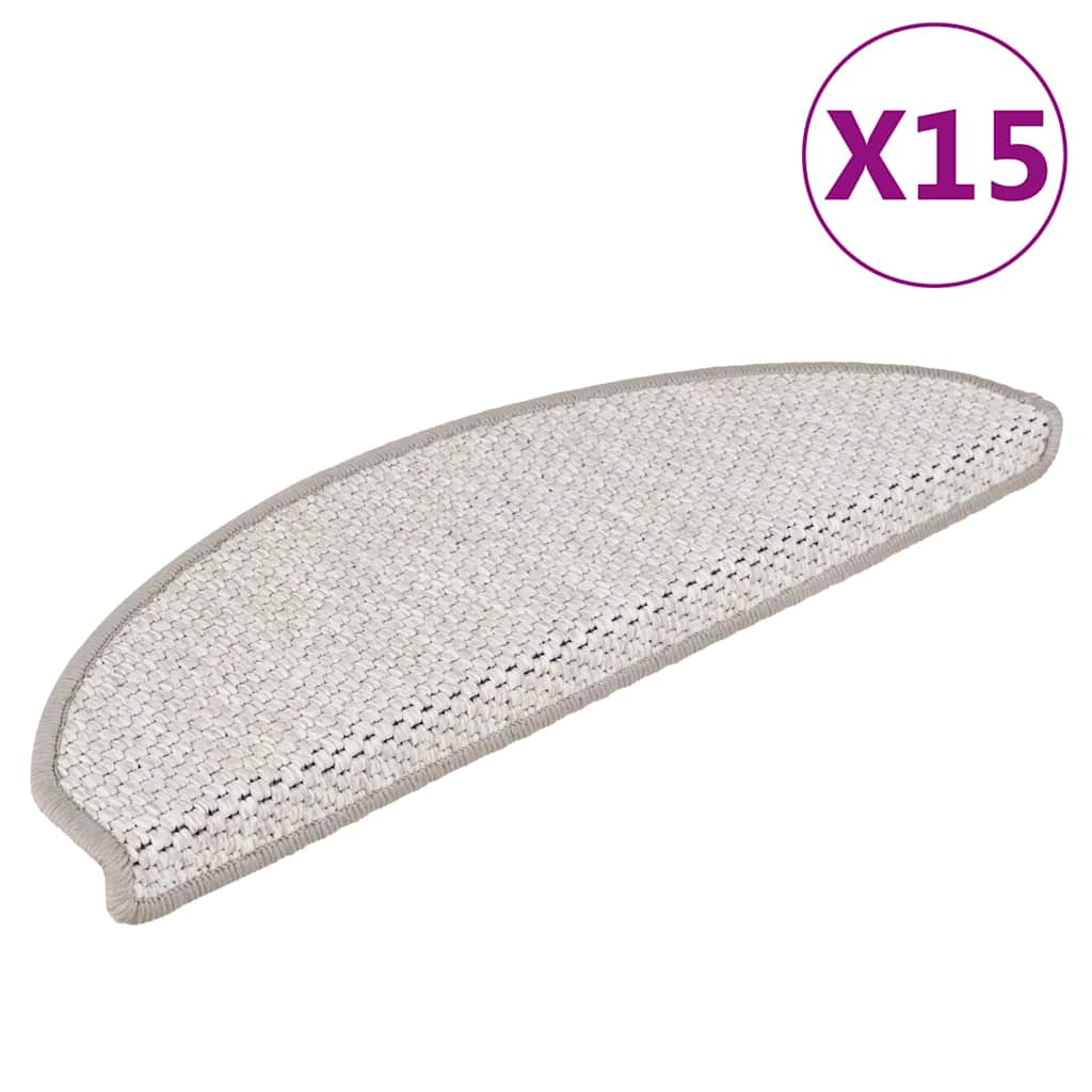 Vidaxl trapmatten zelfklevend 15 st sisal-look 65x21x4 cm platinakleur