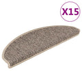 VidaXL Selbstklebende Treppenmatten, 15 Stück, Sisaloptik, 65 x 21 x 4 cm, Dunkelbeige
