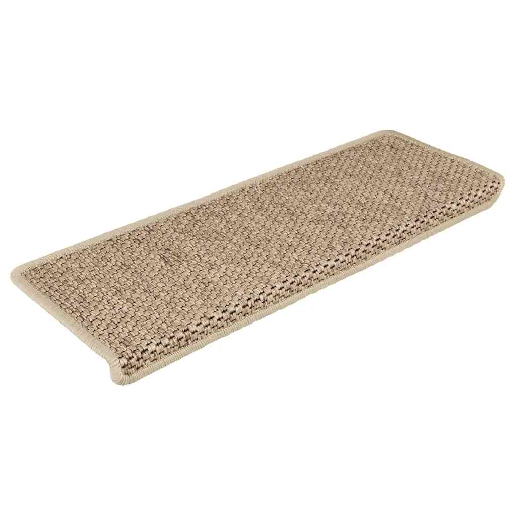 VidaXL Selbstklebende Treppenmatten, 15 Stück, Sisaloptik, 65 x 21 x 4 cm, Sandfarbe