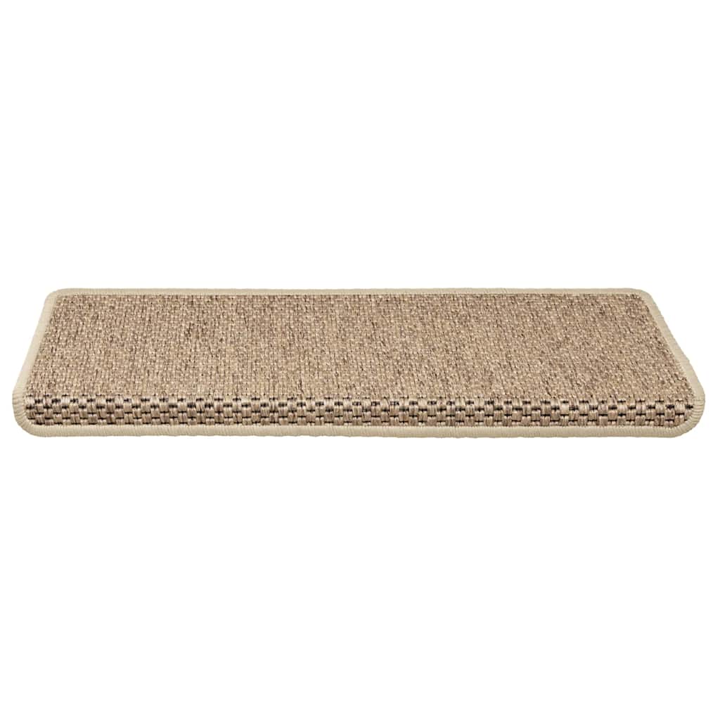 VidaXL Selbstklebende Treppenmatten, 15 Stück, Sisaloptik, 65 x 21 x 4 cm, Sandfarbe