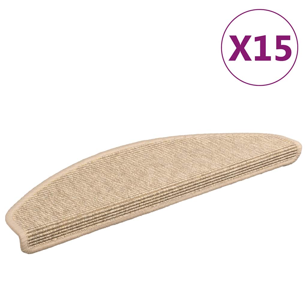 Vidaxl trapmatten 15 st 65x21x4 cm lichtbeige halfrond groot