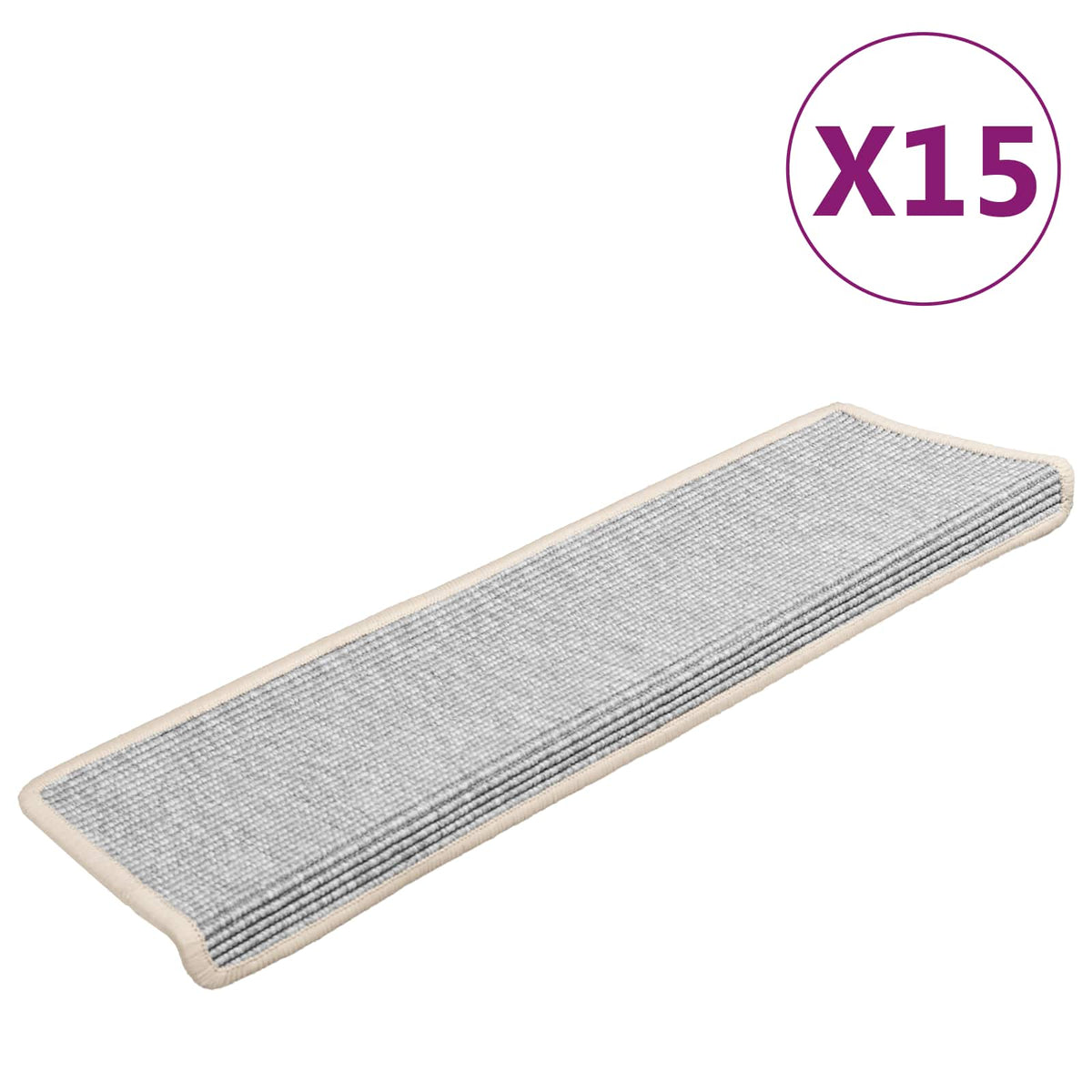 VidaXL Selbstklebende Treppenmatten, 15 Stück, 65 x 21 x 4 cm, silberfarben