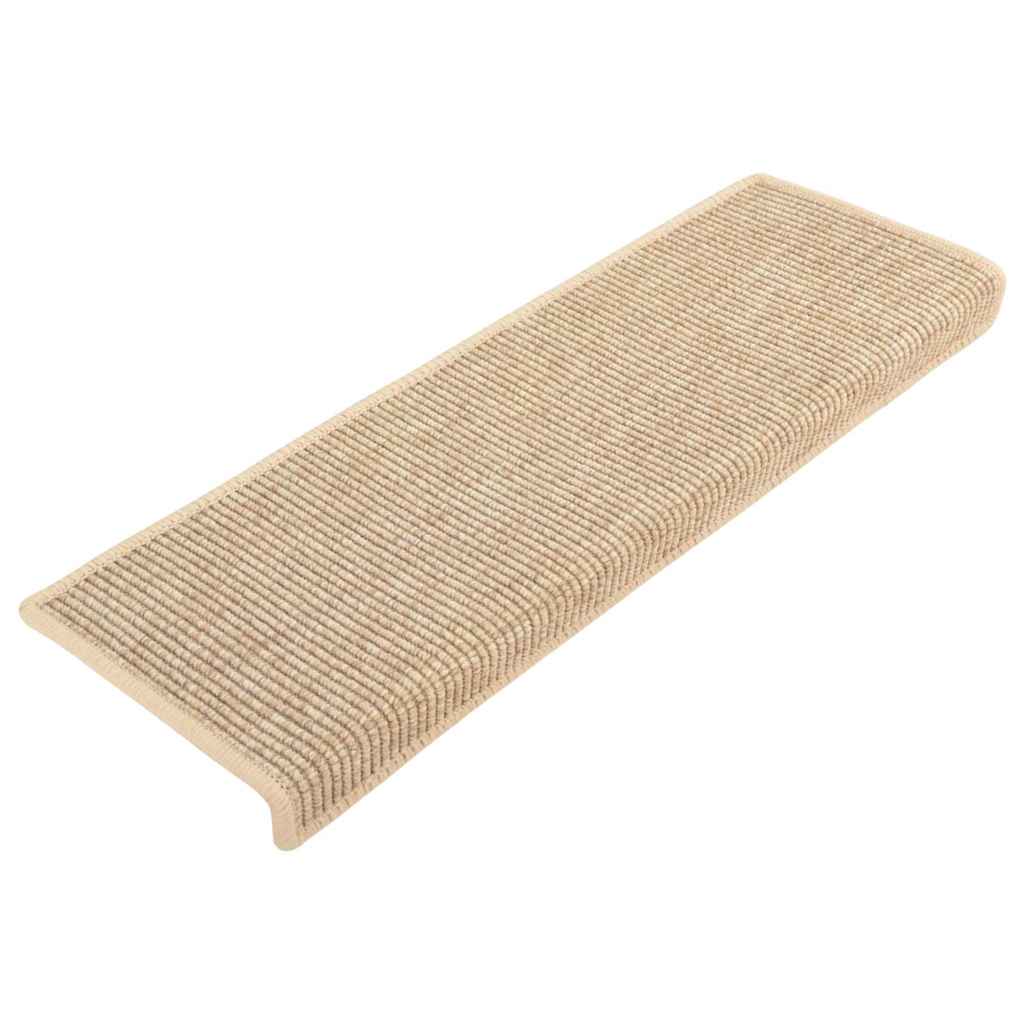 VidaXL Selbstklebende Treppenmatten, 15 Stück, Sisaloptik, 65 x 21 x 4 cm, Hellbeige