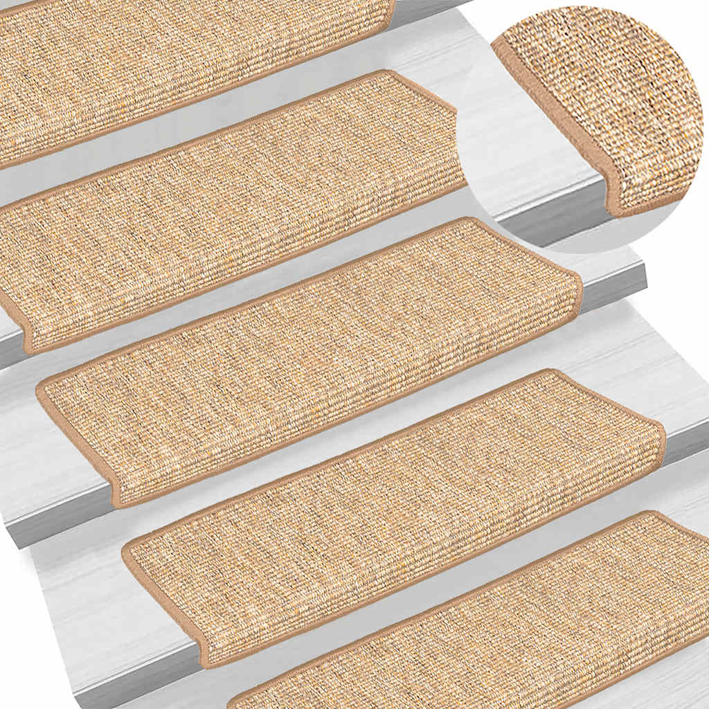 VidaXL Selbstklebende Treppenmatten, 15 Stück, 65 x 21 x 4 cm, Hellbraun