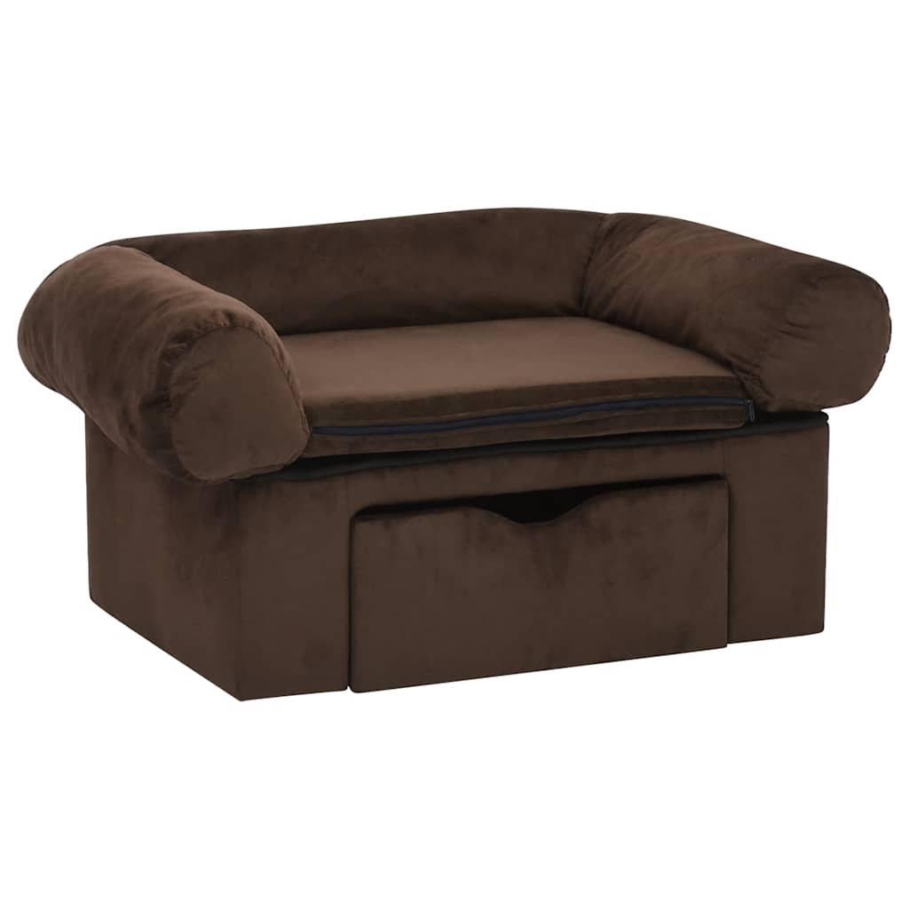 VidaXL Hundebank mit Schublade 75x50x38 cm Plüsch Braun
