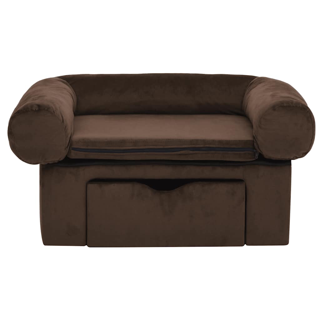 VidaXL Hundebank mit Schublade 75x50x38 cm Plüsch Braun